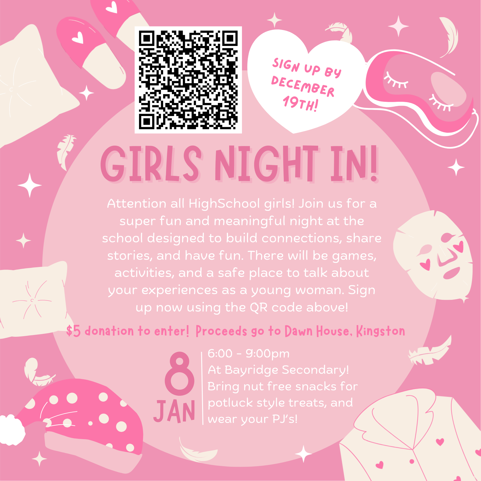 Pink And Purple Bright Girly Sleepover Invitation (1)