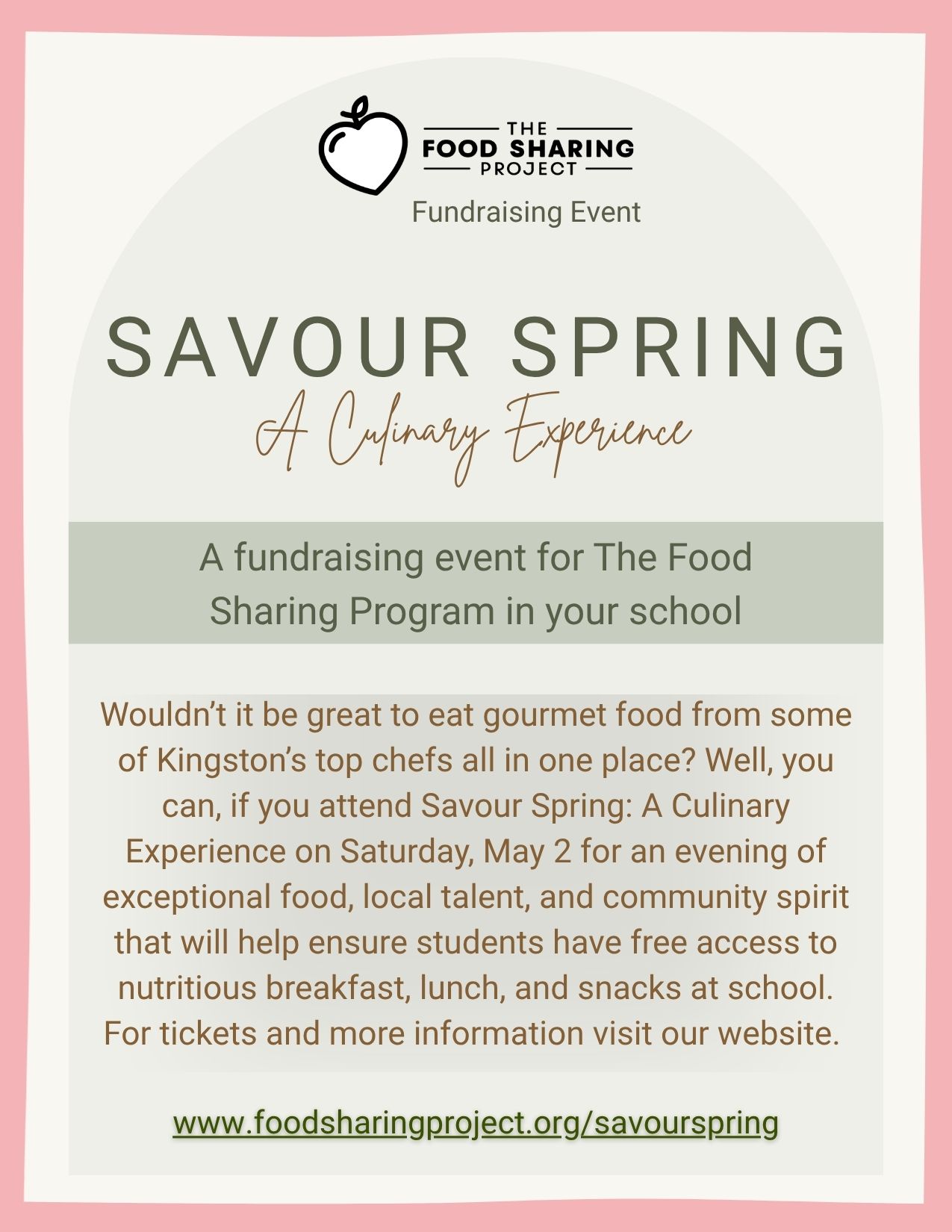 Savour Spring School Newsletter insert